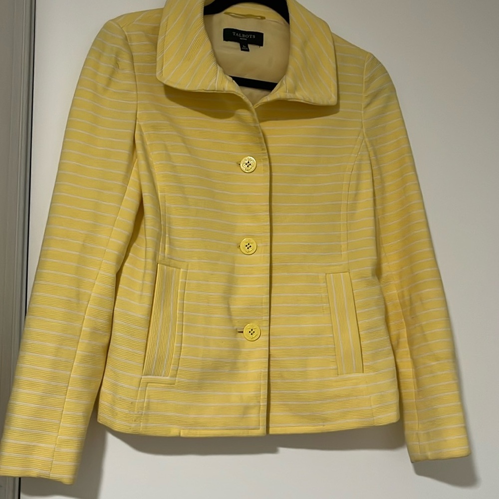 Talbots Yellow pin Striped blazer jacket SP